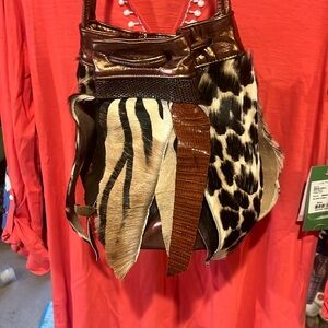 Gold Purse With Real African Hyde Crossbody